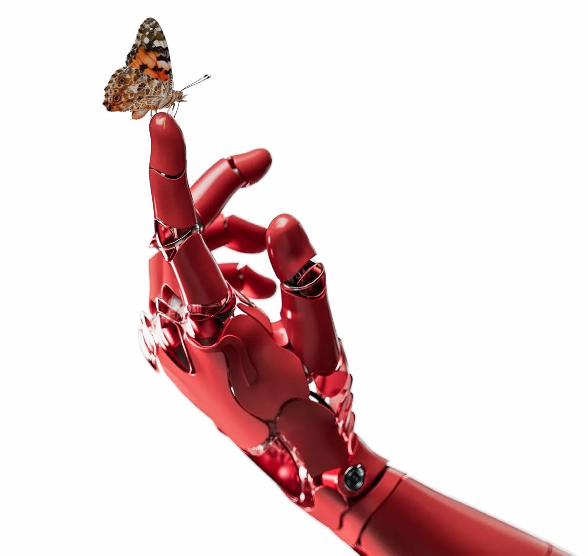 Roboterhand mit Schmetterling